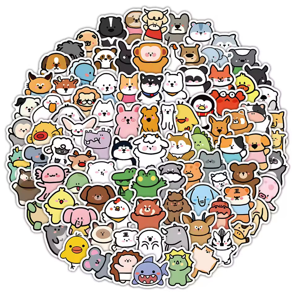 100PCS Cartoon Animal Stickers